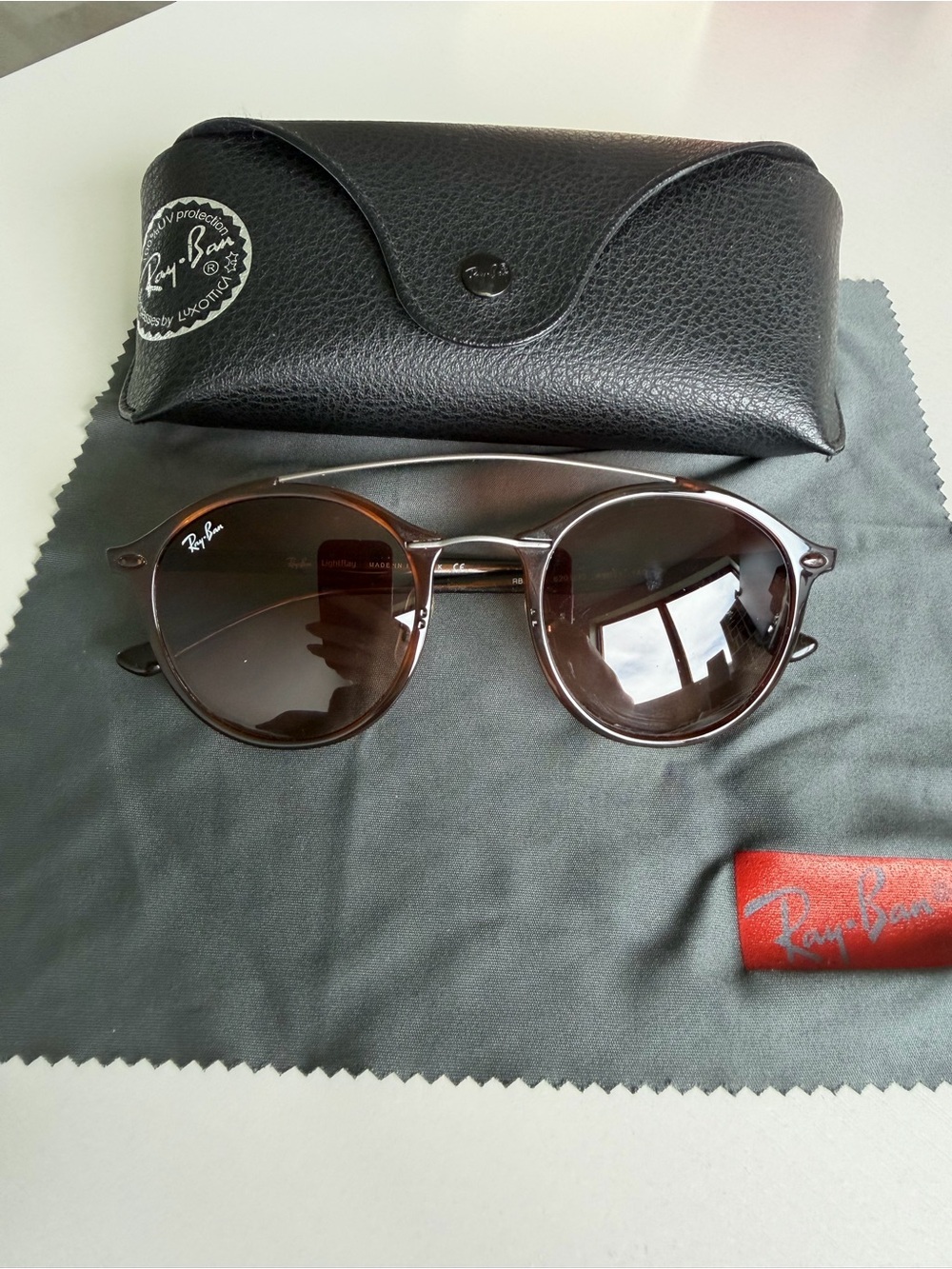Ray-Ban Brown Round Frame Sunglasses with Brown Lenses
